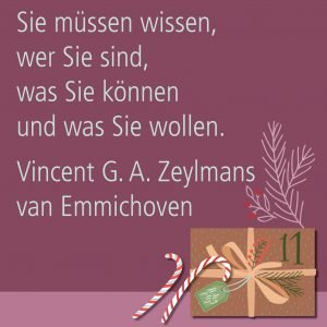 Metropolitan Adventskalender Tür elf: Spruch von Autor Vincent G. A. Zeylmans van Emmichoven