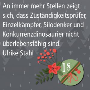 Metropolitan Adventskalender Tür achtzehn: Spruch von Autor Ulrike Stahl