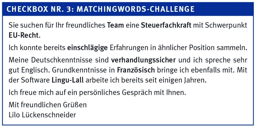 Checkbox aus Bewerbung to go